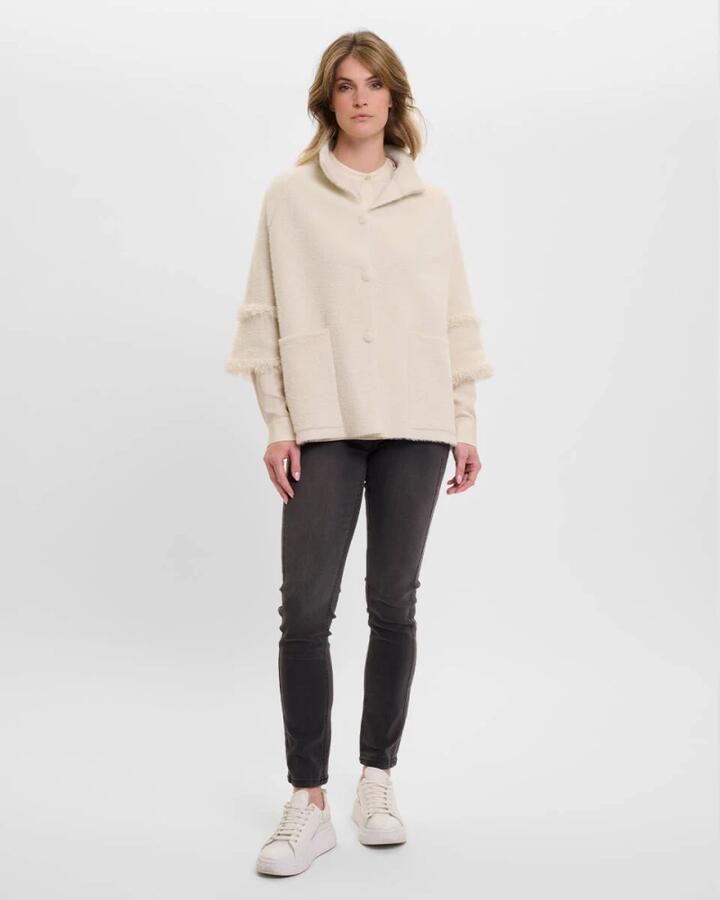 Rino&Pelle Cape Sweatshirt met Franjes Beige Dames