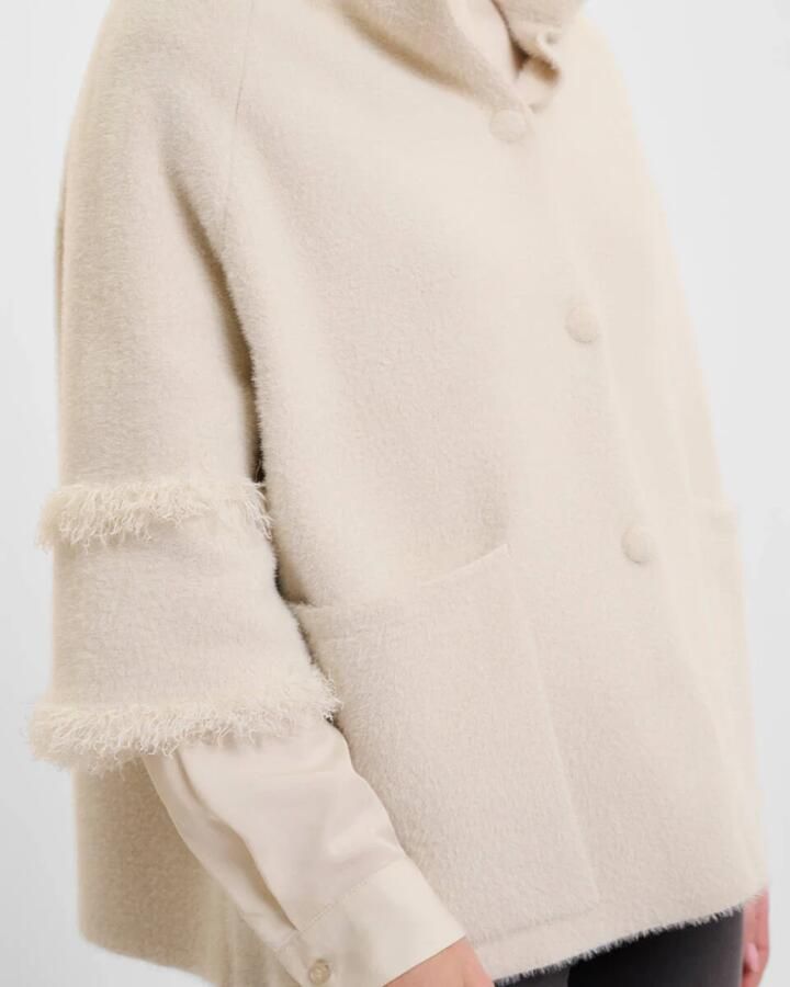 Rino&Pelle Cape Sweatshirt met Franjes Beige Dames - Foto 3