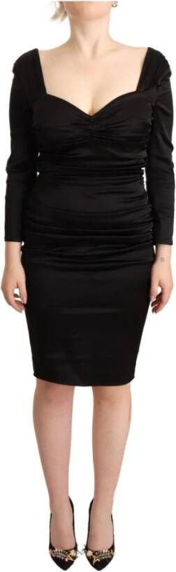Roberto Cavalli Black Long Sleeves Bodycon Acetate Dress Black Dames