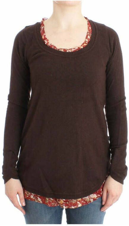 Roberto Cavalli Luxueuze Bruine Zijden Appliqué Trui Brown Dames