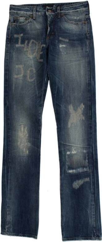 Roberto Cavalli Gescheurde katoen recht fit jeans Blauw Dames