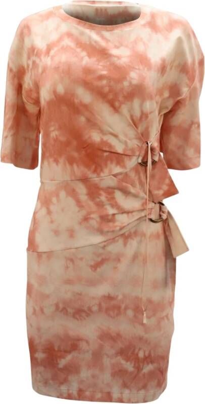 Roberto Cavalli Knitted Tie-Dye Dress with Buckle in Pink Viscose Roze Dames
