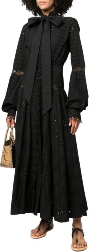 Roberto Cavalli Lace Panel Maxi Dress Zwart Dames