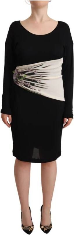 Roberto Cavalli Zwart Zilveren Sheath Knielange Jurk Multicolor Dames