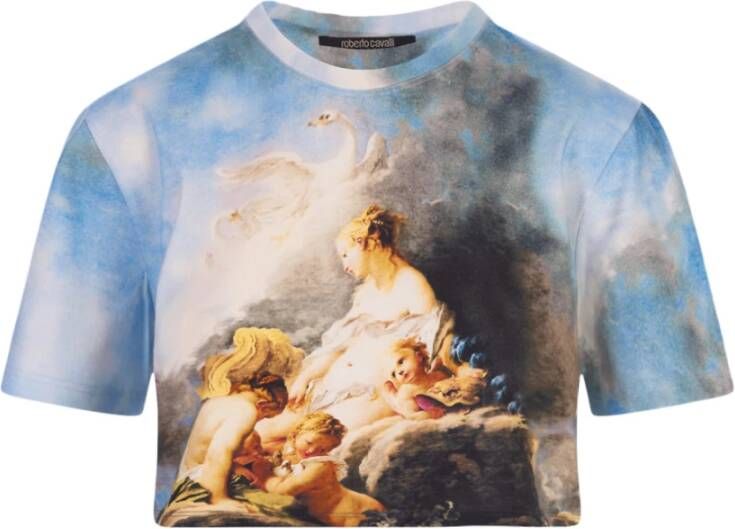 Roberto Cavalli Wild Leda Crop T-Shirt met Barok Print Meerkleurig Dames