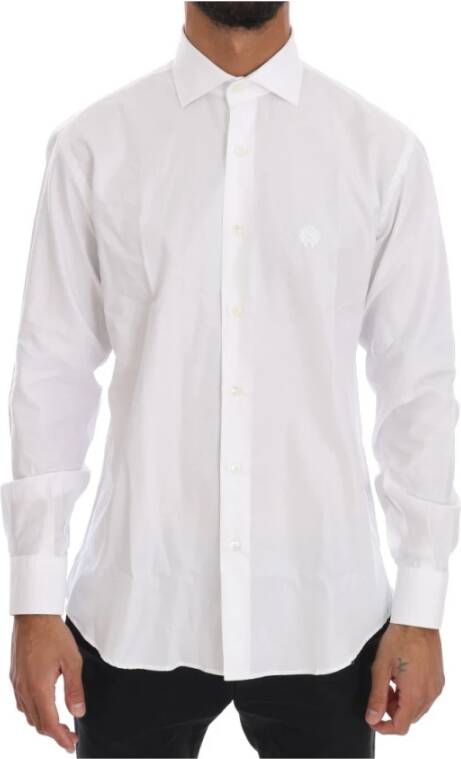 Roberto Cavalli Witte Gestreepte Slim Fit Overhemd White Heren