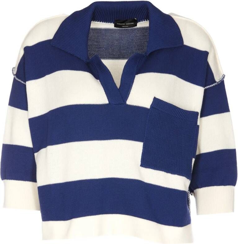 Roberto Collina V-neck Knitwear Blauw Dames