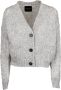 Roberto Collina V-hals Gebreide Cardigan Grijs Dames - Thumbnail 2