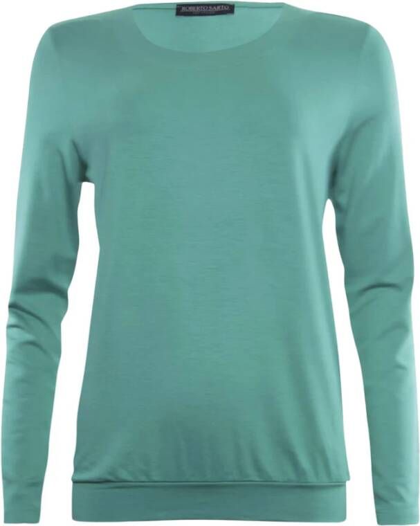 Roberto sarto Blouson O-Neck Lange Mouw T-shirt Blauw Dames