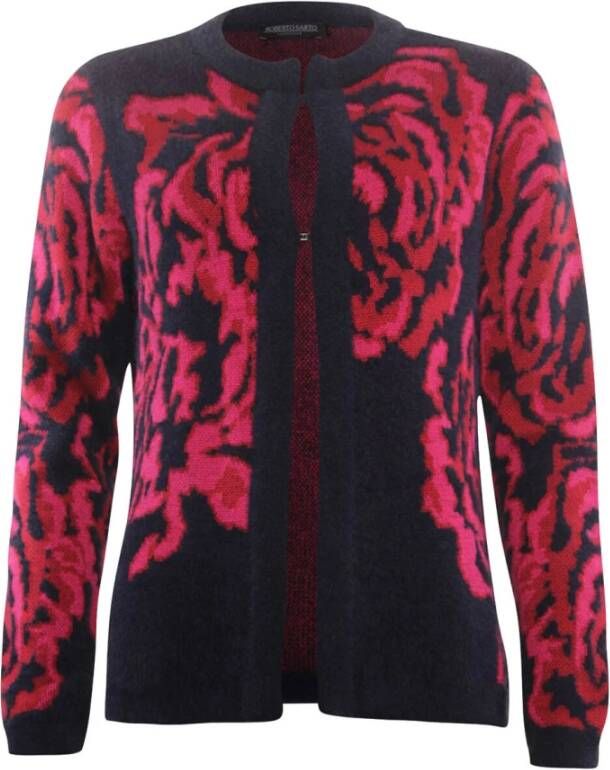 Roberto sarto O-Neck Cardigan Lange Mouw Vest Blauw Dames