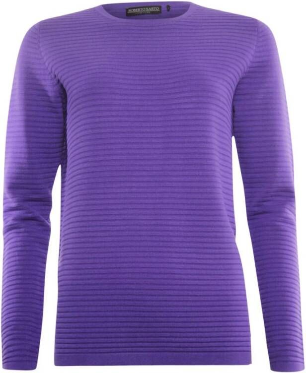 Roberto sarto O-Neck Lange Mouw Pullover Purple Dames