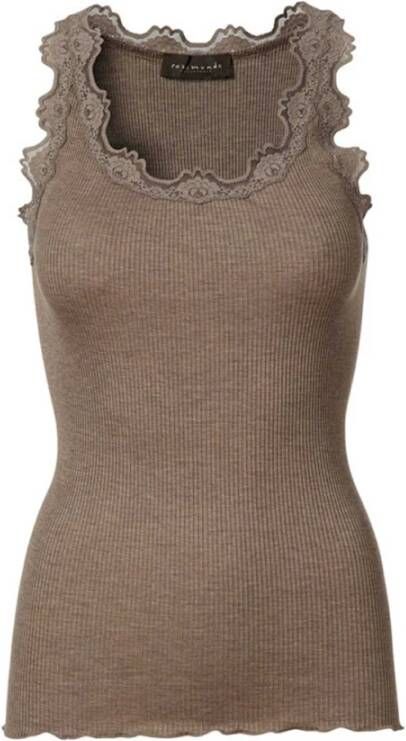 Rosemunde Feminine Kant Top in Middenbruin Brown Dames