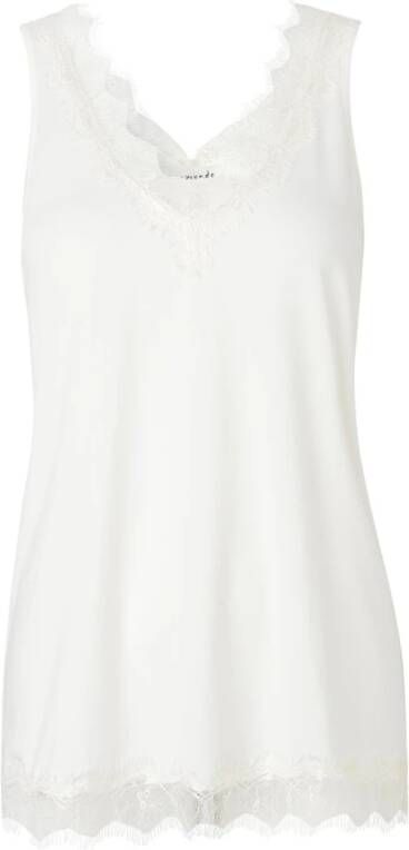 Rosemunde Shirt voor eronder Billie Tank Top met prachtige vintage kanten afwerking aan de v-hals en zoom