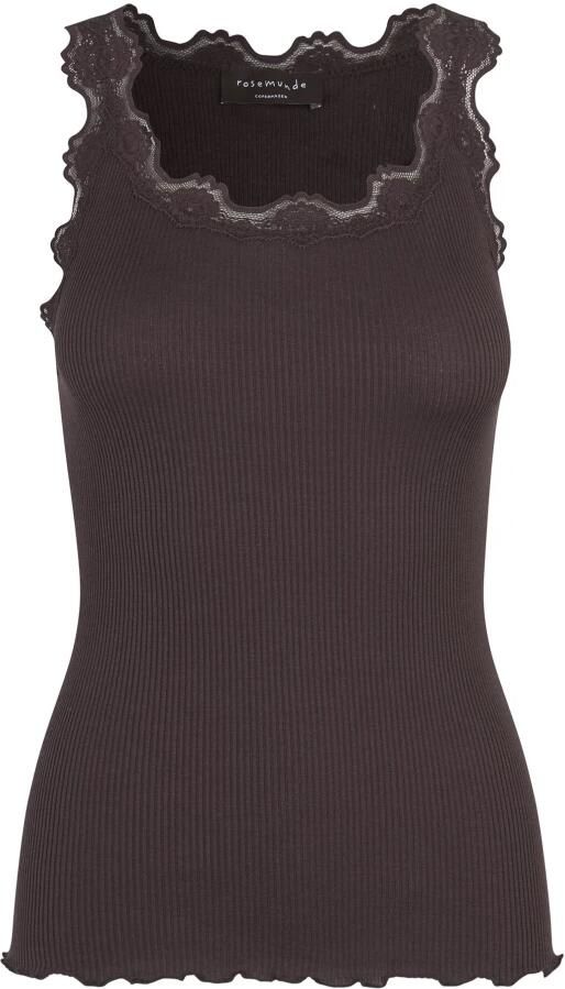 ROSEMUNDE Dames Tops & T-shirts Babette Silk Top W Lace Bruin
