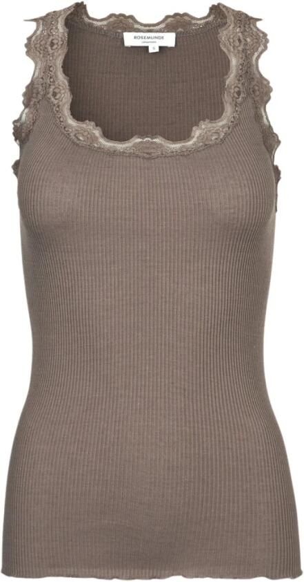 Rosemunde Zijden Top in Parijs Blauw met Satijnen Rand Brown Dames - Foto 5