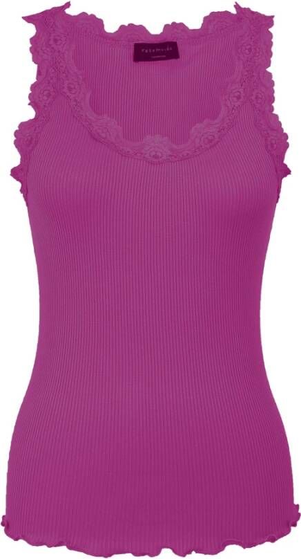 ROSEMUNDE Dames Tops & T-shirts Babette Silk Top W Lace Roze
