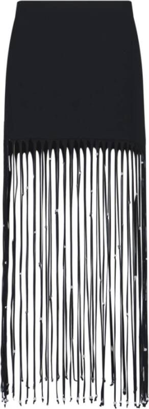 Rotate Birger Christensen Zwarte katoenen jersey rok met kwastjes Zwart Dames