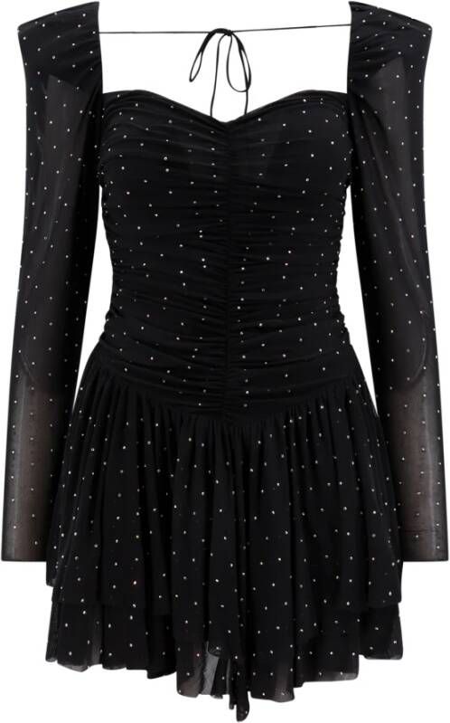 Rotate Birger Christensen Mesh jurk met strass Zwart Dames