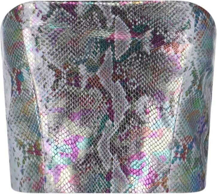 Rotate Birger Christensen Mouwloze top met slangeffect en iriserende stof Gray Dames