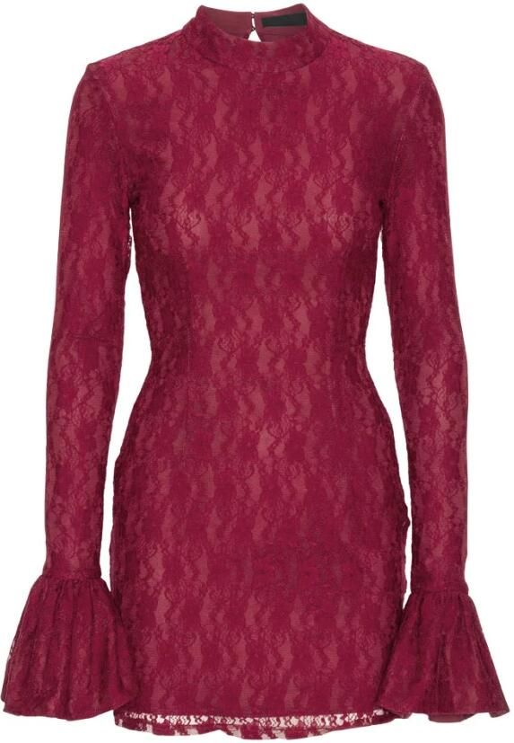 Rotate Birger Christensen Bordeaux Kant Mini Jurk Red Dames - Foto 2