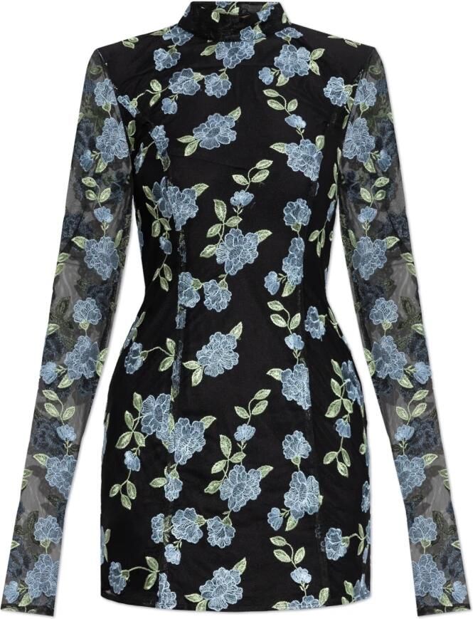 Rotate Birger Christensen Zwarte Jurk met Uitlopende Manchetten Black Dames