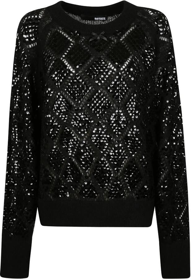Rotate Birger Christensen Sequin Crewneck Sweater Black Dames