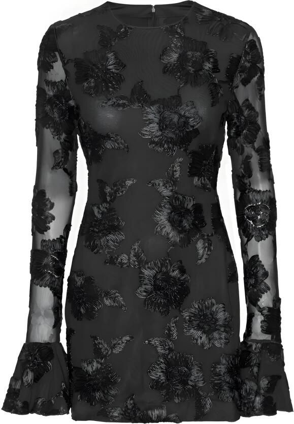 Rotate Birger Christensen Jurk met Bloemendecoratie in Effen Kleur Black Dames - Foto 2