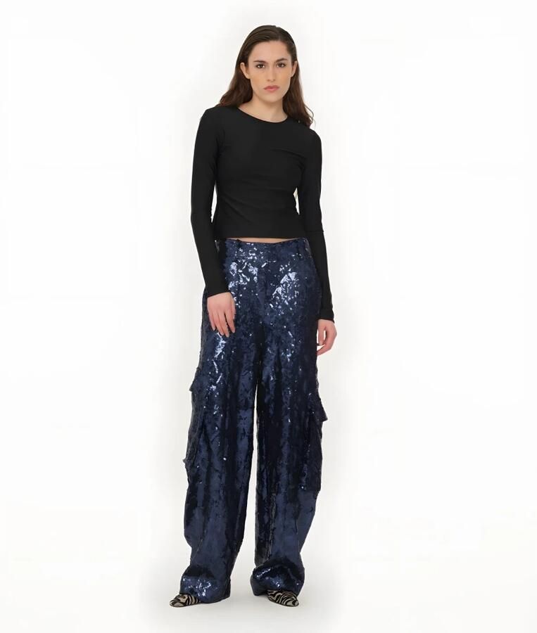 Rotate Birger Christensen Soft Fit Taps Toelopende Broek Blue Dames - Foto 3