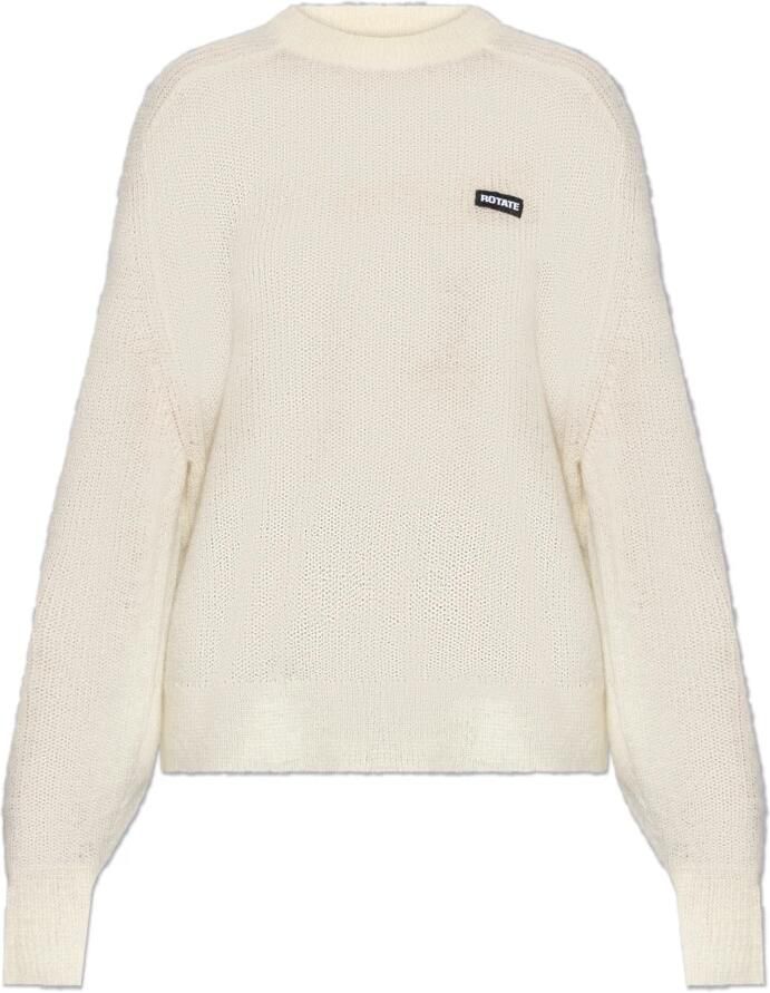 Rotate Birger Christensen Trui met logo patch Beige Dames - Foto 2