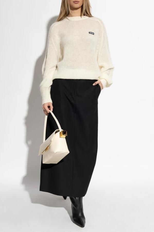 Rotate Birger Christensen Trui met logo patch Beige Dames - Foto 4