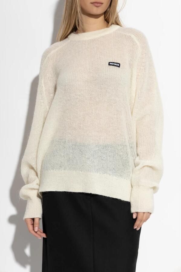 Rotate Birger Christensen Trui met logo patch Beige Dames - Foto 5