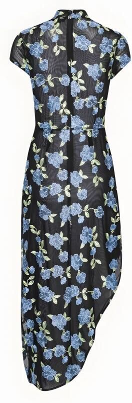 Rotate Birger Christensen Zwarte Mesh Asymmetrische Maxi Jurk Black Dames - Foto 5