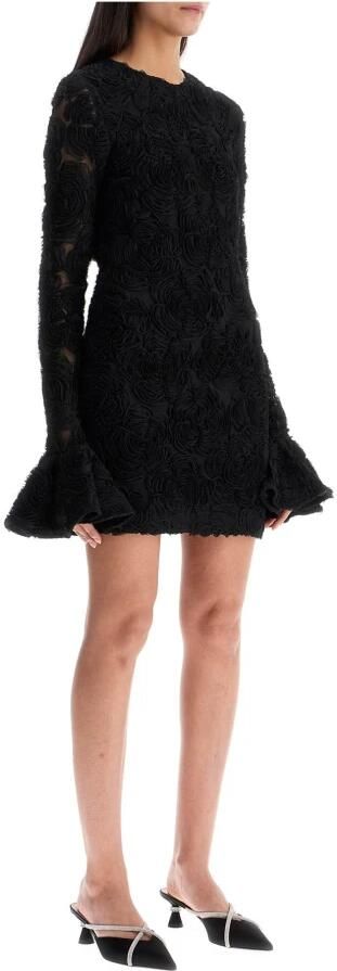 Rotate Birger Christensen Gebloemde Mesh Mini Jurk met Borduursel Black Dames - Foto 7