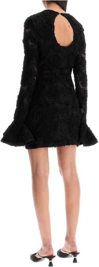 Rotate Birger Christensen Gebloemde Mesh Mini Jurk met Borduursel Black Dames - Foto 6