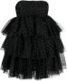 Rotate Birger Christensen Mini Mesh Ruffle Jurk Black Dames - Thumbnail 1