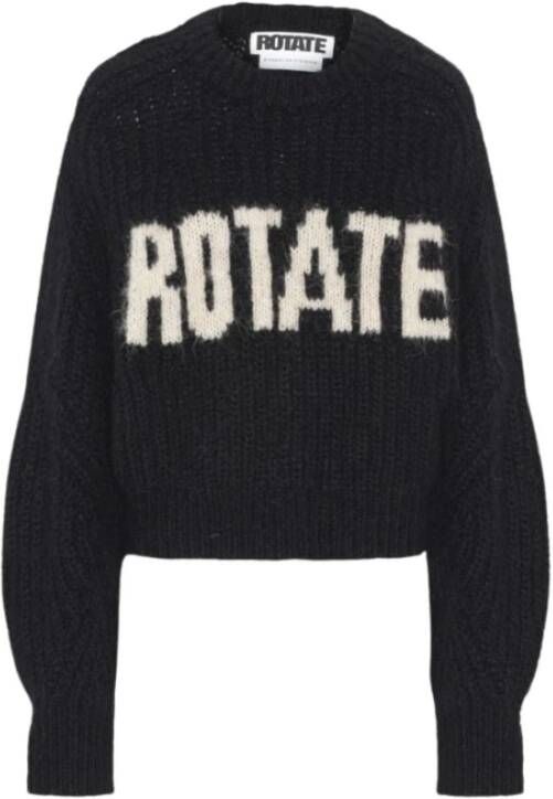 Rotate Birger Christensen Short Logo Knit Sweater Zwart Dames