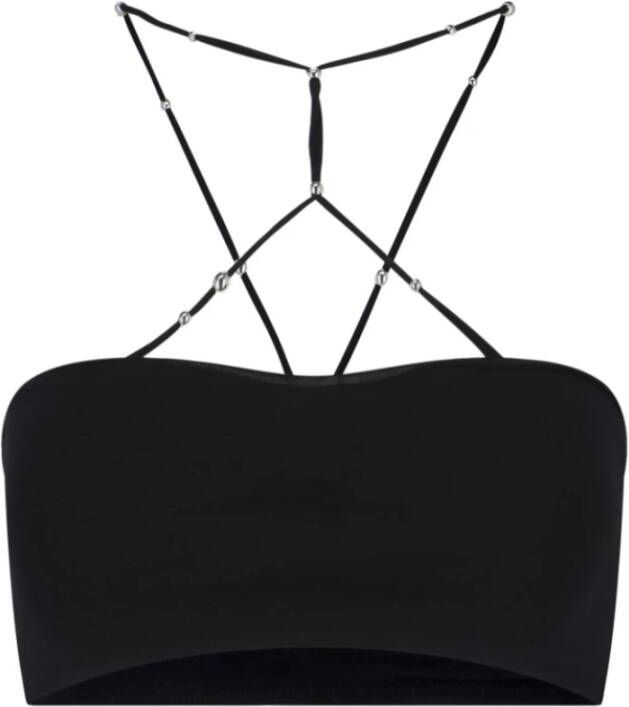 Rotate Birger Christensen Halterneck jersey cropped top Black Dames