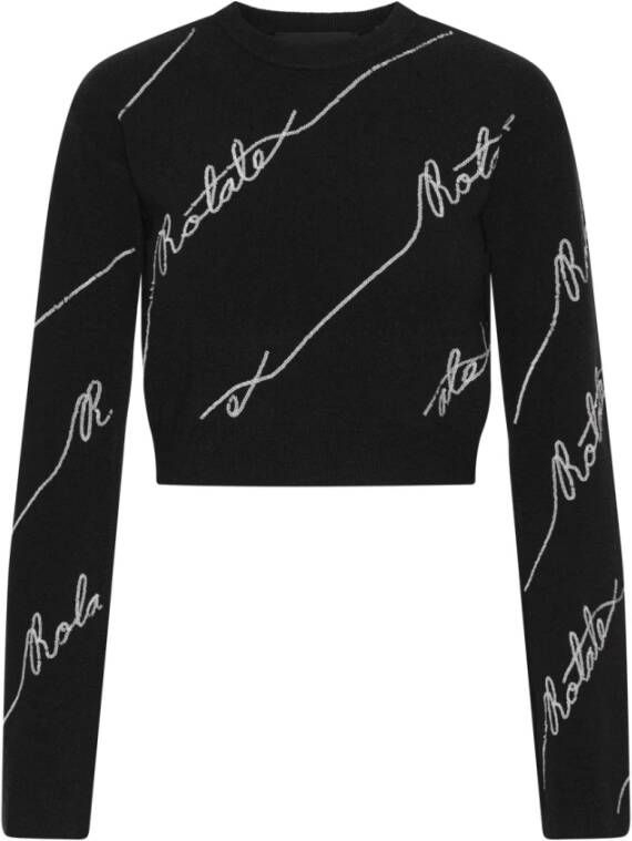 Rotate Birger Christensen Paillet Logo Sweatshirt Black Dames