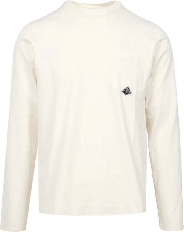 Roy Roger's Beige Katoenen T-shirt met Lange Mouwen en Zakje White Heren
