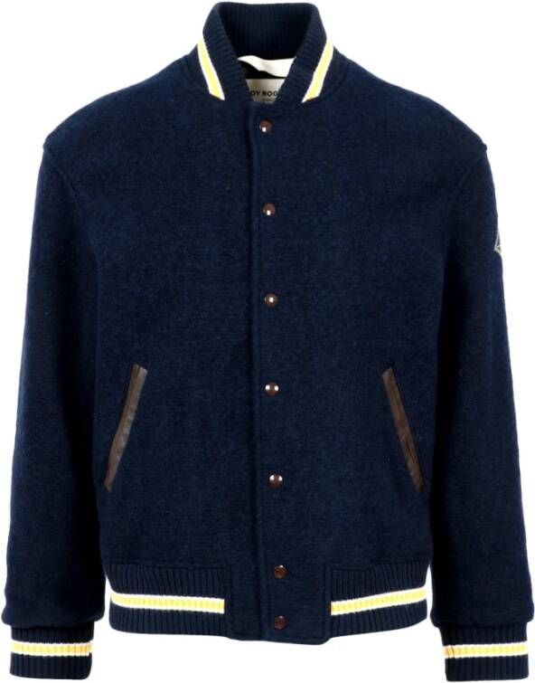Roy Roger's Suede jas in effen kleur met hoorn-look knopen Blauw Heren