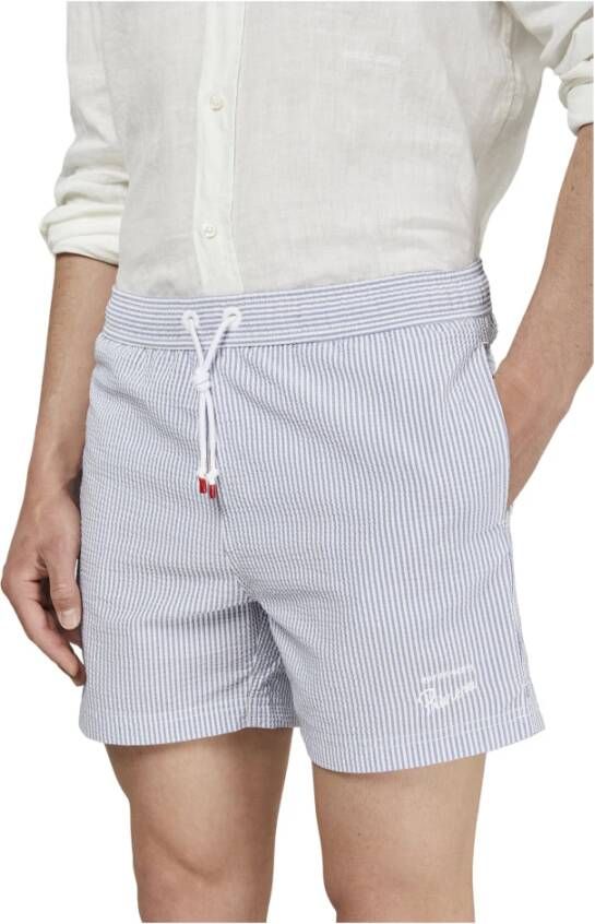 Roy Roger's Seersucker Zee Shorts Blue Heren