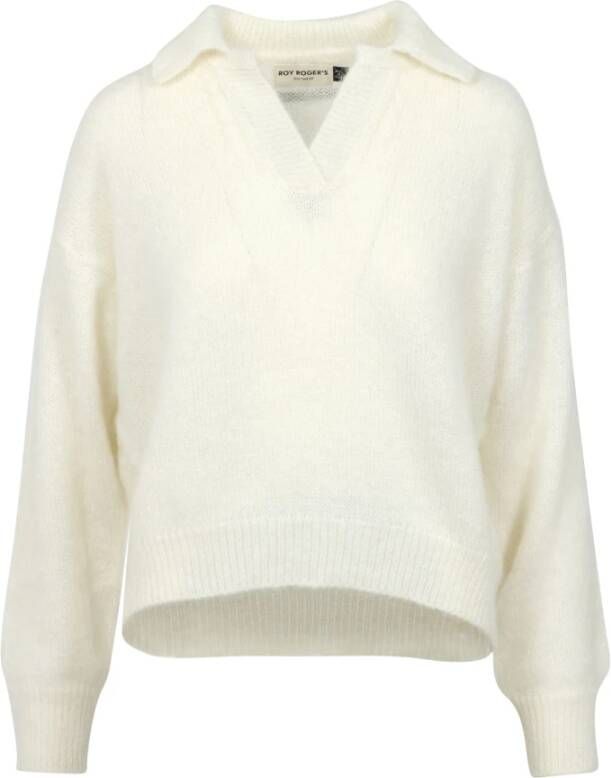 Roy Roger's Zachte Mohair Polo Sweater Cream White Dames