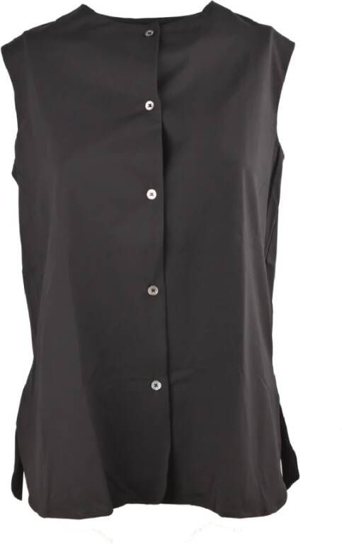 RRD Oxford Stoffen Mouwloos Shirt Black Dames
