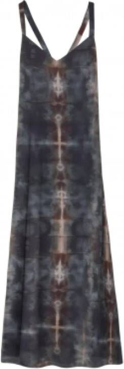 RRD Lange waterverf print jurk met gekruiste bandjes Model 23667 80 Blauw Dames