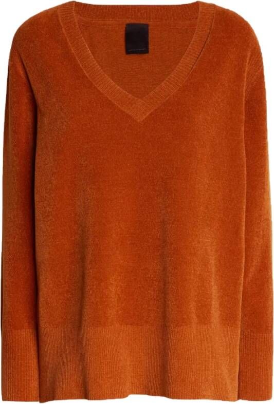 RRD V-Hals Chenille Effect Gebreid Oranje Dames