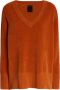 RRD V-Hals Chenille Effect Gebreid Oranje Dames - Thumbnail 1