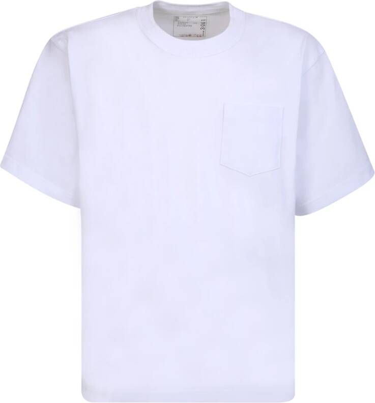 Sacai Moderne witte T-shirt met gesp detail White Heren