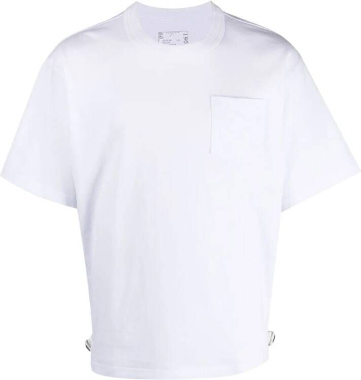 Sacai Wit katoenen T-shirt met korte mouwen White Heren