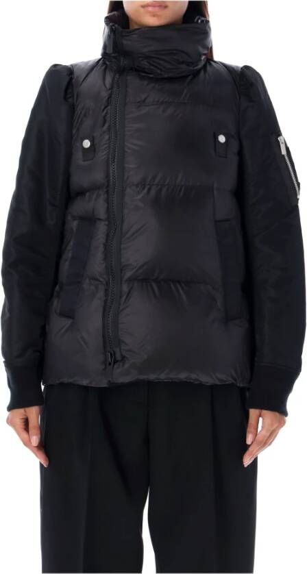 Sacai Zwarte gewatteerde jas met pofmouwen Zwart Dames