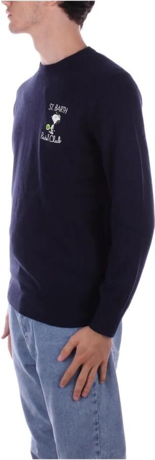 MC2 Saint Barth Blauwe Jacquard Trui met Geribbelde Randen Blue Heren - Foto 4